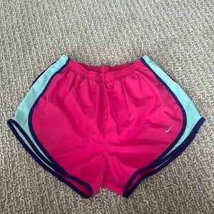 Pink, Blue, and Teal Vintage Nike Dri-Fit Running Shorts